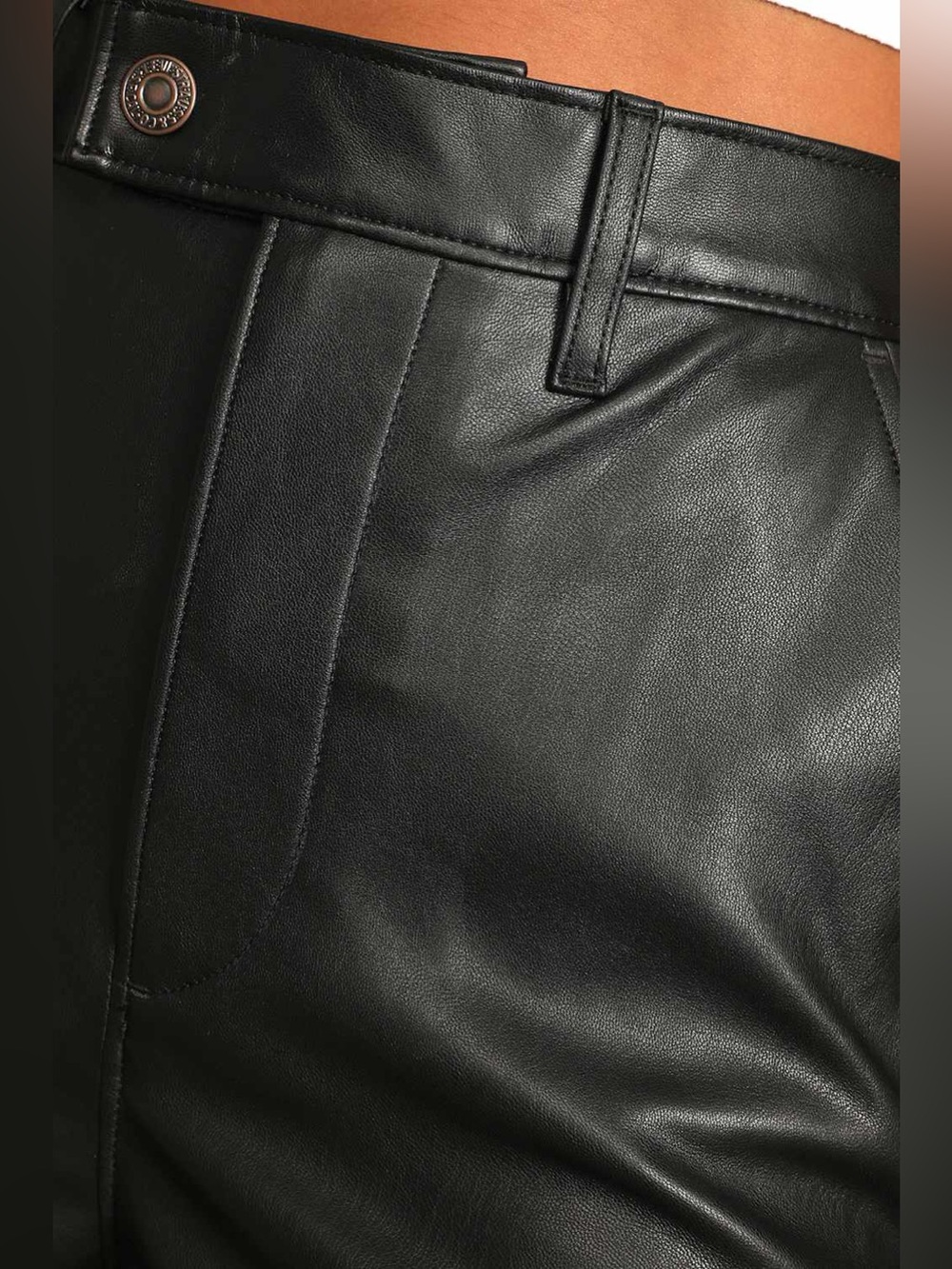 Black Faux Leather Trouser Pants - Picture 5 of 9